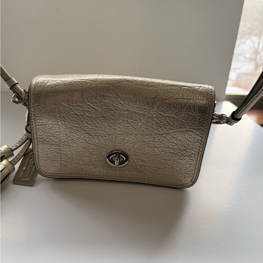 Coach Gold Metallic Leather Crossbody Bag